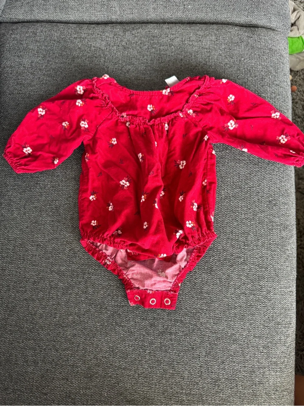 6M Red Floral Baby One-Piece Bodysuit